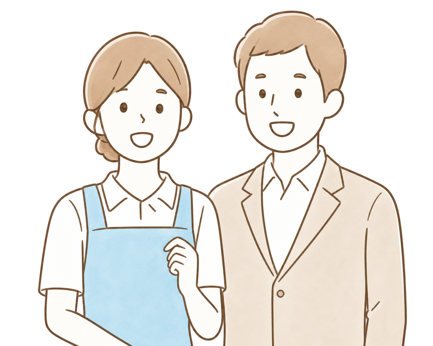 安心して導入を進める職員と担当者のイラスト